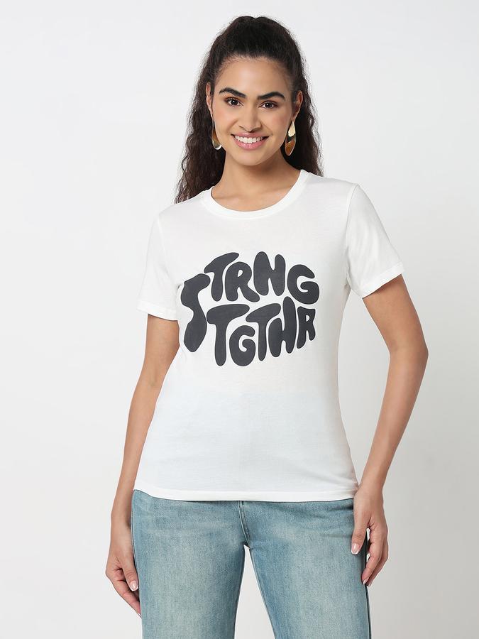 Printed T-Shirt with Crew Neck and Short Sleeves image number 1