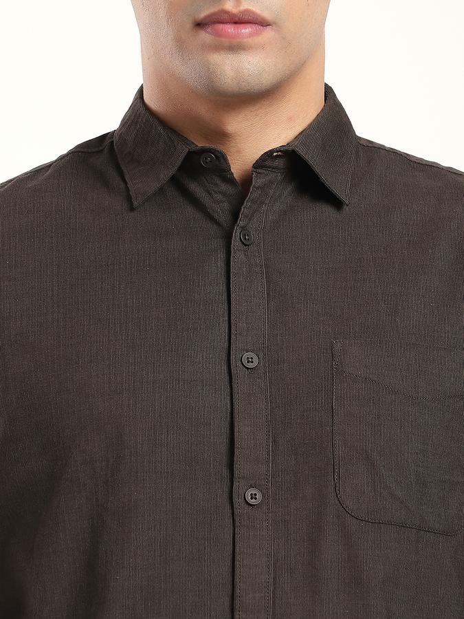 Men Cotton Regular Fit Shirt Collar Textured Shirt