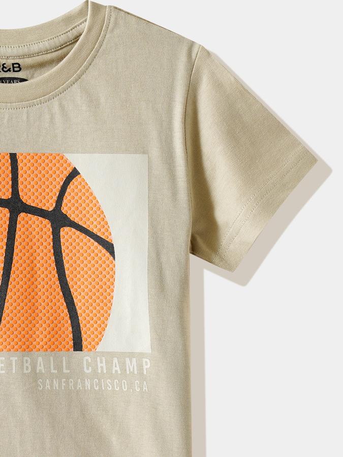 Boys Cotton Regular Fit Crew Neck Graphic T-shirt