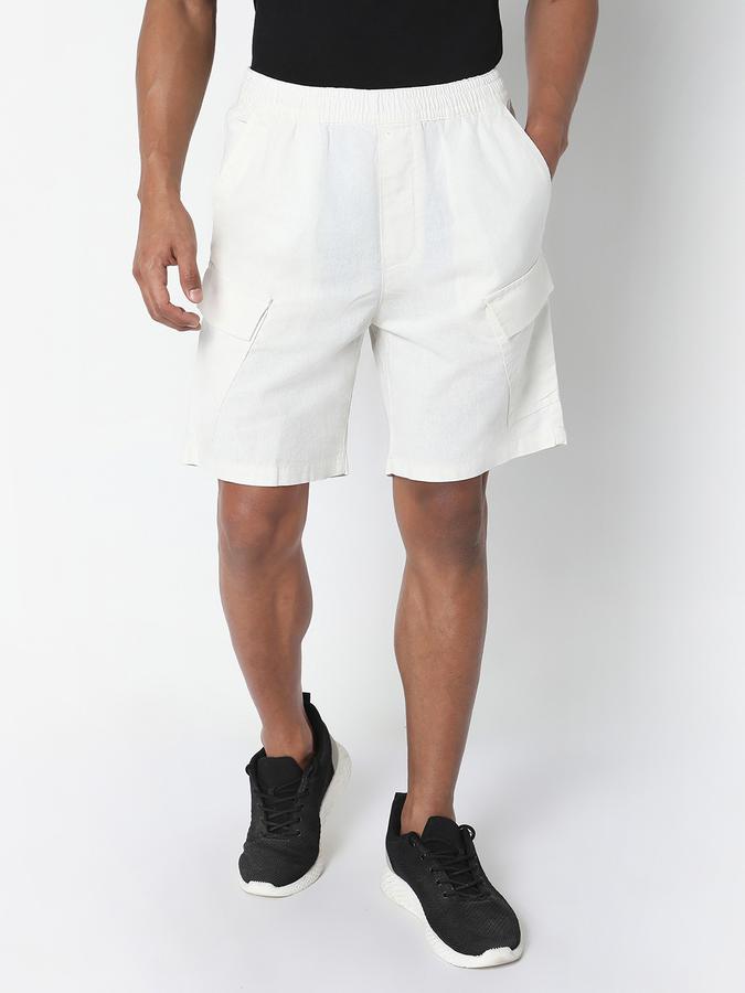 Boys Linen Regular Fit Elastic Waist Clean Hem Shorts