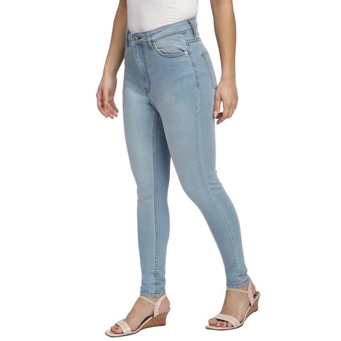 R&B Women Light Blue Solid Skinny-Fit Jeans