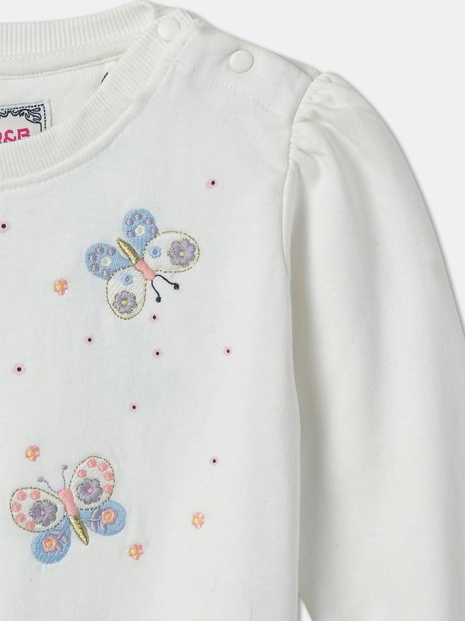 Girls Floral Regular Fit Full Sleeve Crew Neck SweaT-Shirt