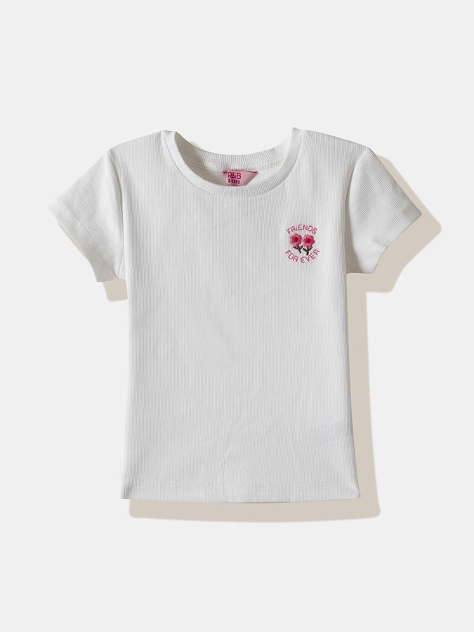 Girls Denim Regular Fit Embroidered Adjustable Strap Dungarees