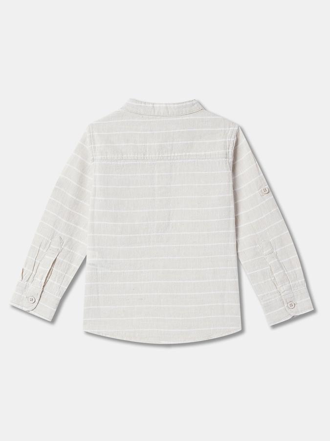 Boys Regular Fit Full Sleeve Mandarin Collar Shirt