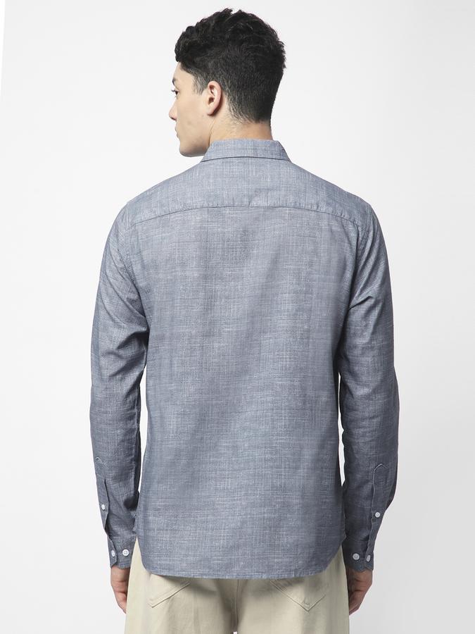 Men Cotton Regular Fit Point Collar Solid Shirt