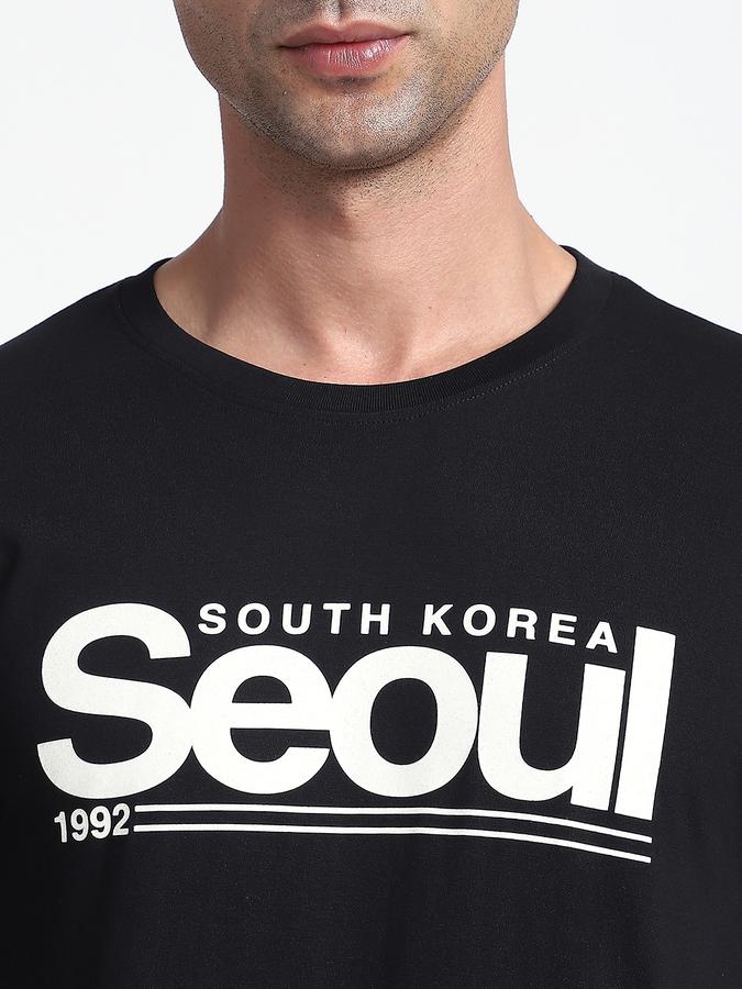 R&B Men's Black Printed T-Shirt