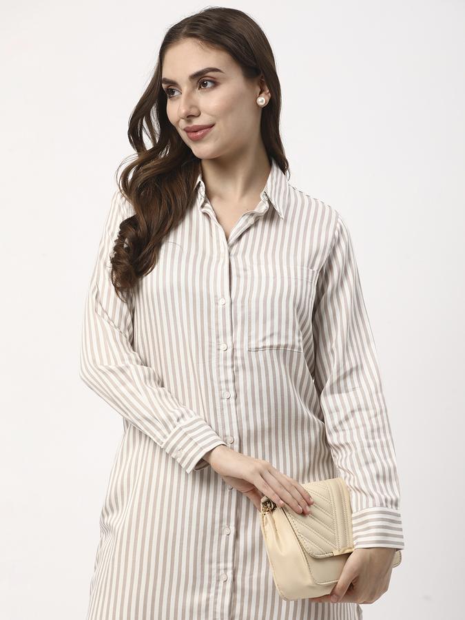Women Stripes Shirt Collar Tops & Tunics image number 0
