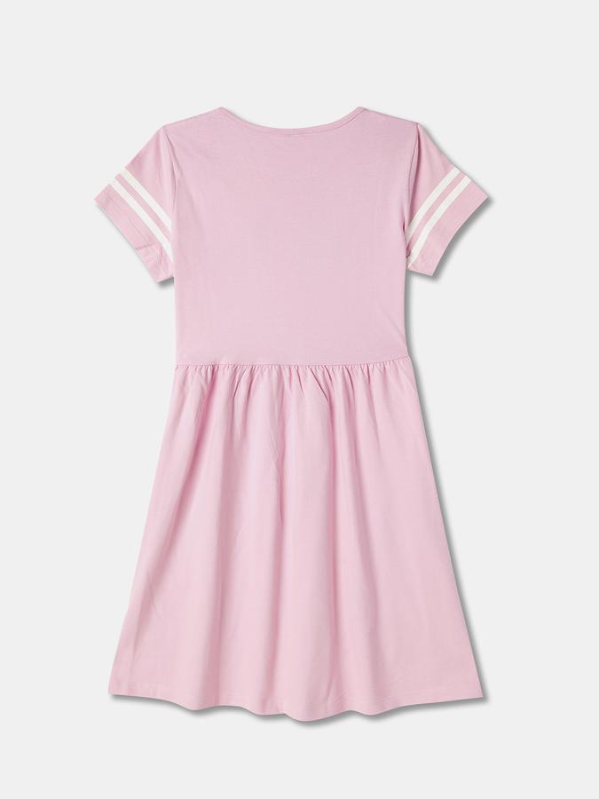 Girls Cotton A-Line Round Neck Printed Dress