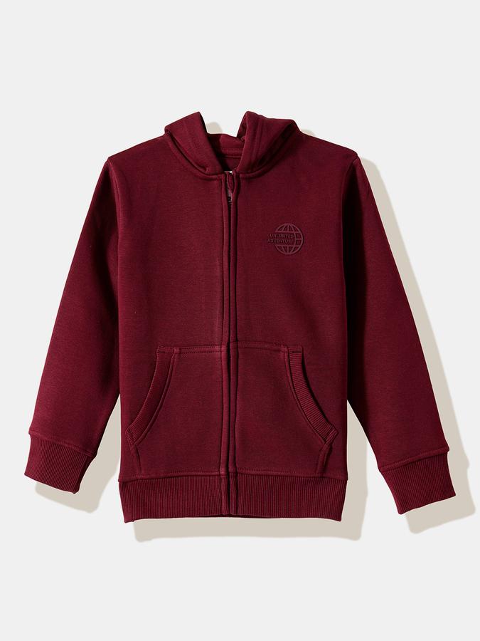Boys Cotton Hooded Zip Up Solid Jacket