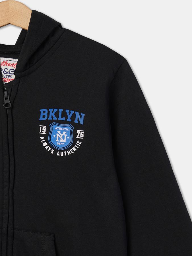 Boys Cotton Hooded Zip Up Graphic Print Jacket