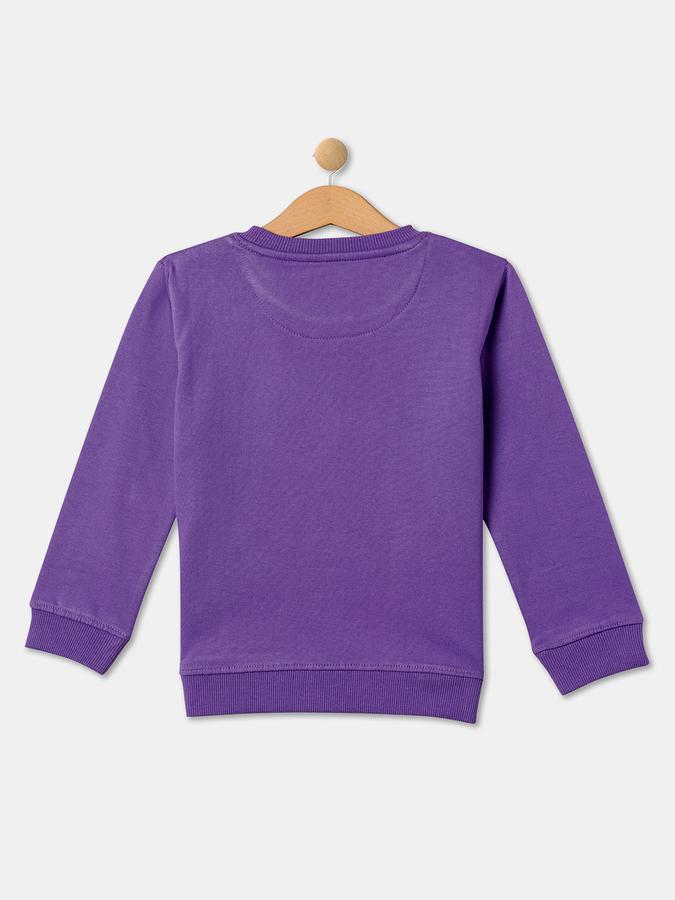 Girls Cotton Blend Regular Fit Crew Neck Graphic Sweatshirt