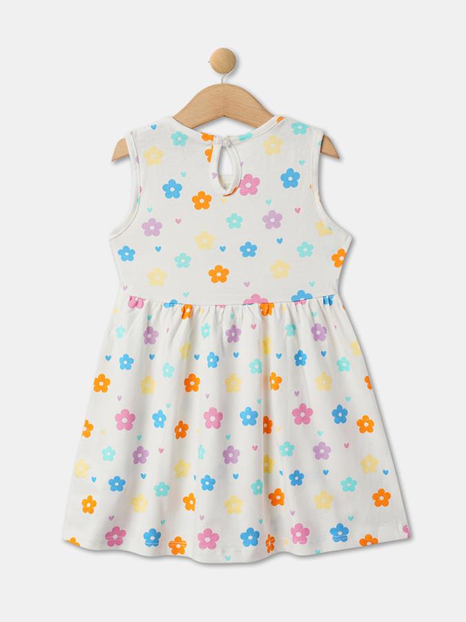 Girls Floral Print A-Line Dress image number 1
