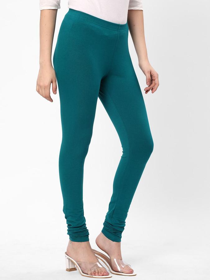 R&B Women Teal Solid Leggings