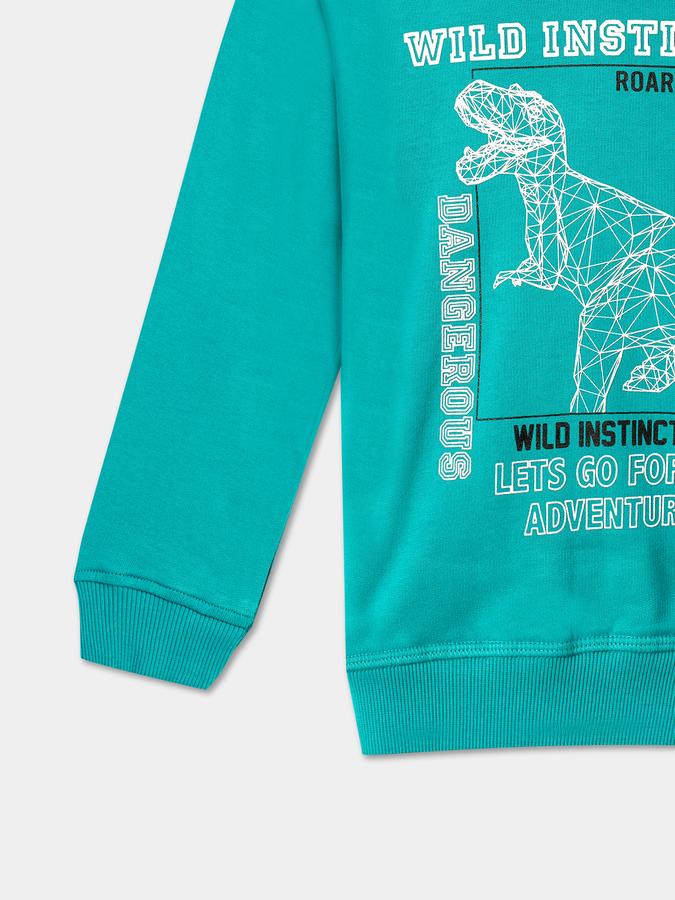 R&B Boys' Green Printed Sweatshirt