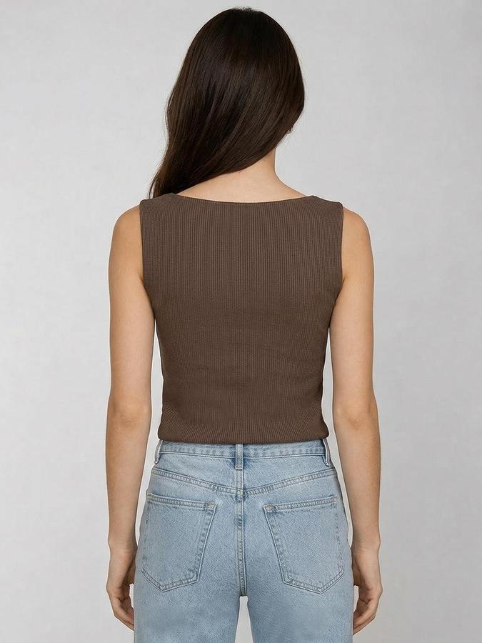 R&B Brown Solid Women Regular fit Top 