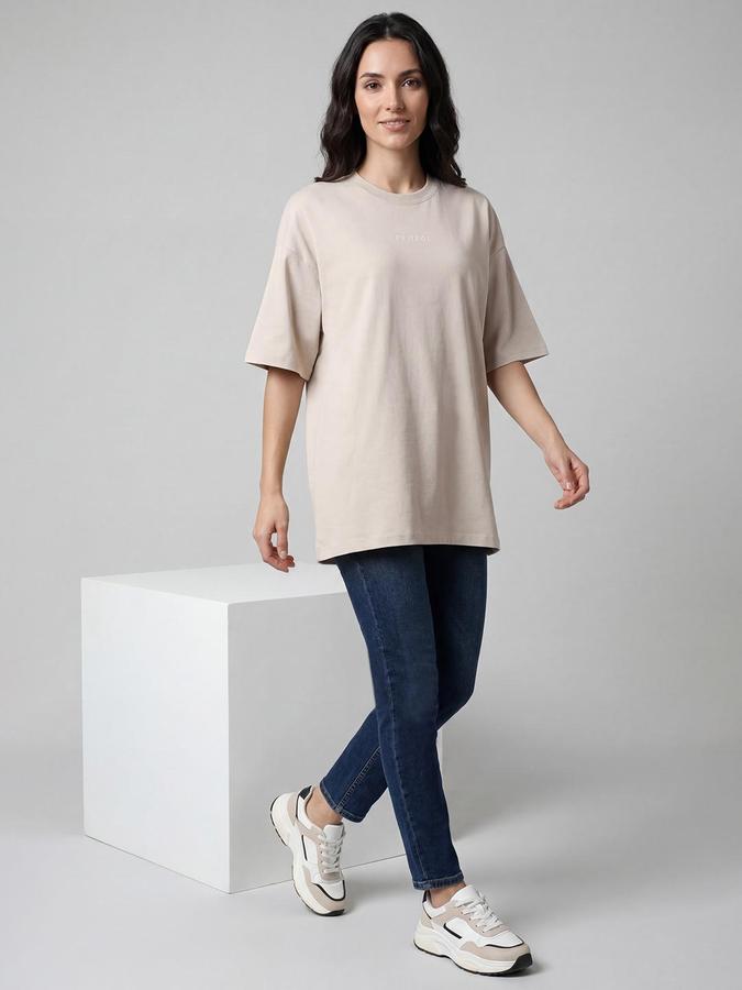 R&B Womens Grey Printed Round Neck Short Sleeves Tops 
