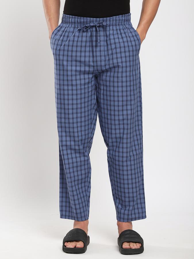 Men Cotton Relaxed Fit Drawstring Waist Checked Pajama Pants