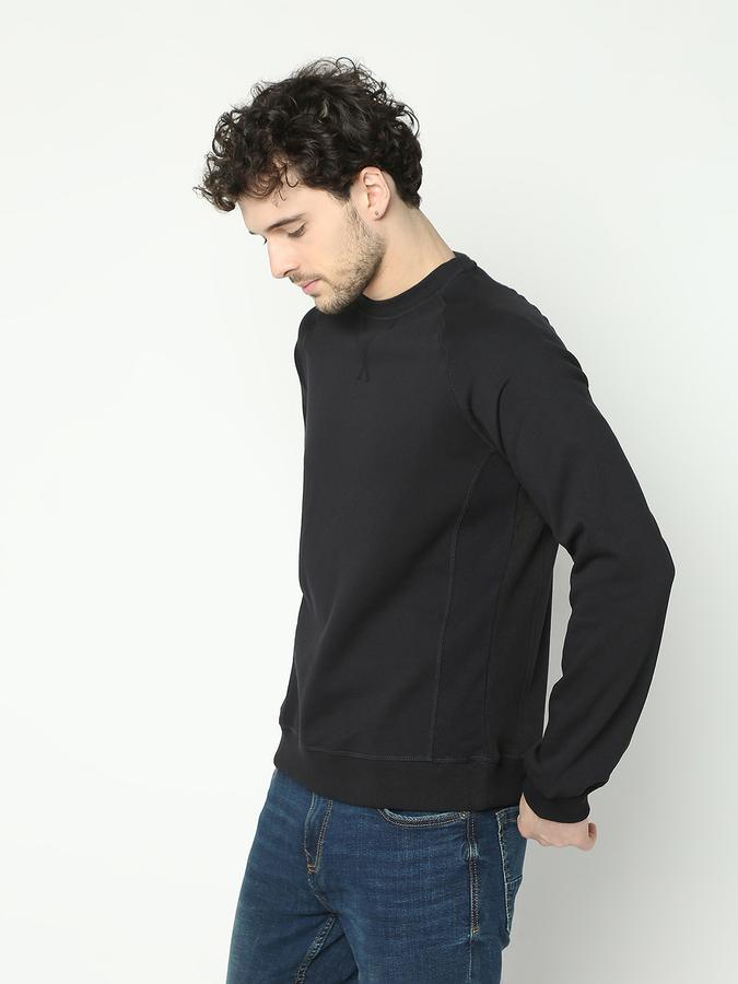 Men Cotton Regular Fit Crew Neck Solid Sweatshirt