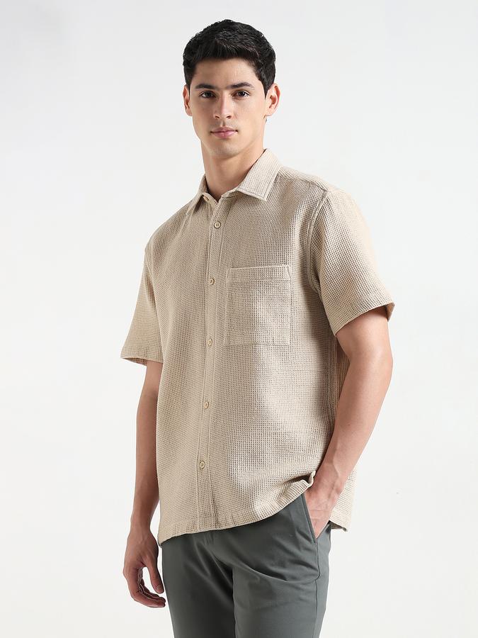 Men Textured Loose Fit Shirt with Patch Pocket data-index=