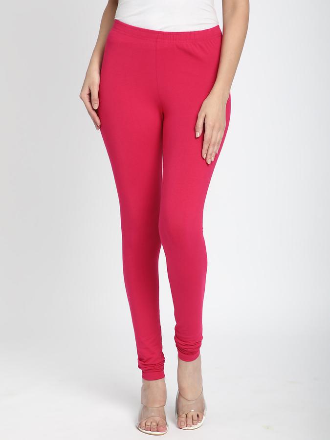 Women Cotton Elasticated Waist Full Length Solid Leggings