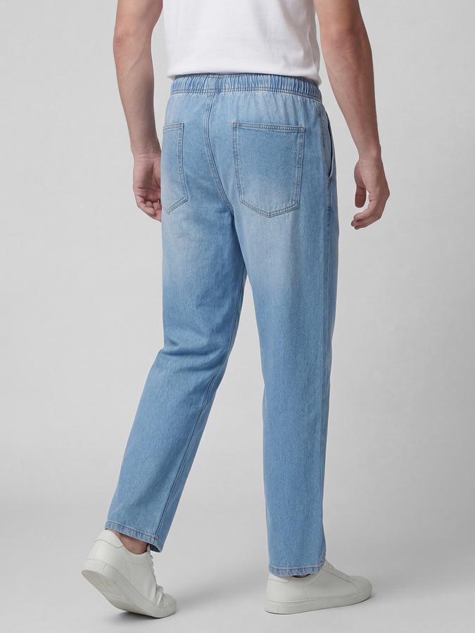 R&B Blue Solid Men Mid-Rise Relaxed Fit Jeans