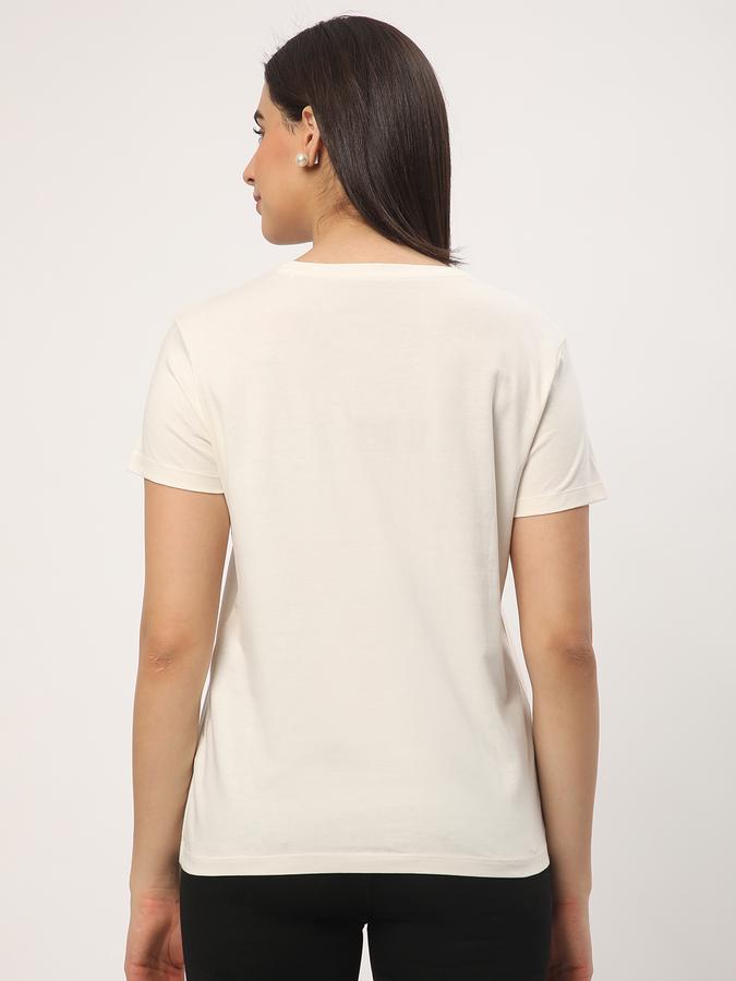 Women Typographic Print Regular Fit Round-Neck T-Shirt image number 2