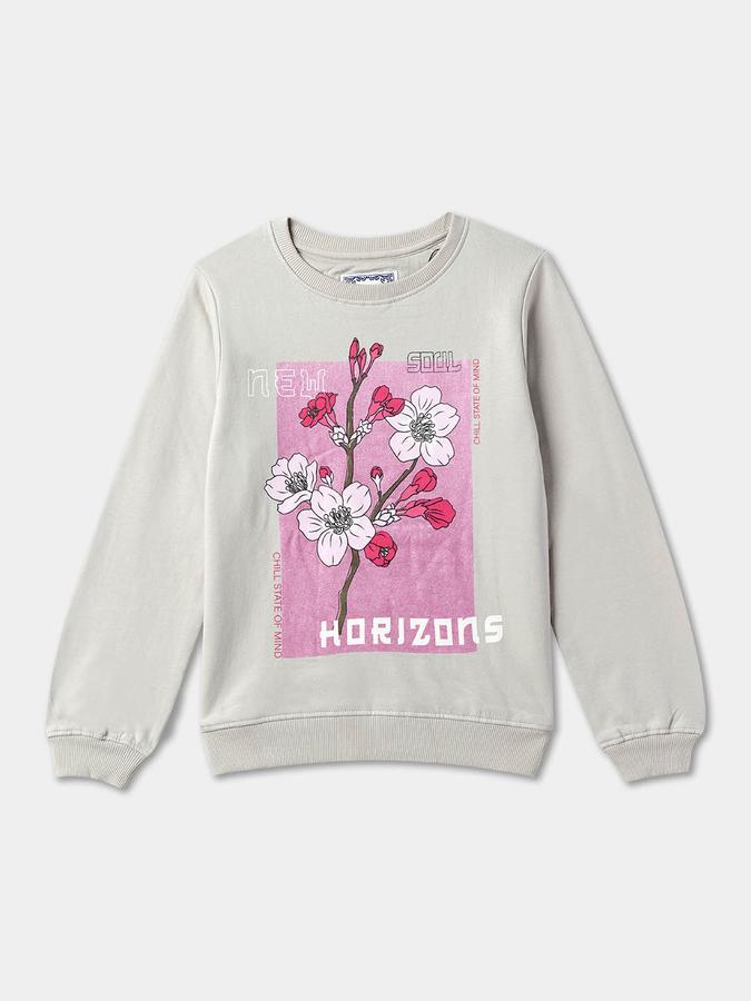 Girls Graphic Regular Fit Full Sleeve Crew Neck SweaT-Shirt