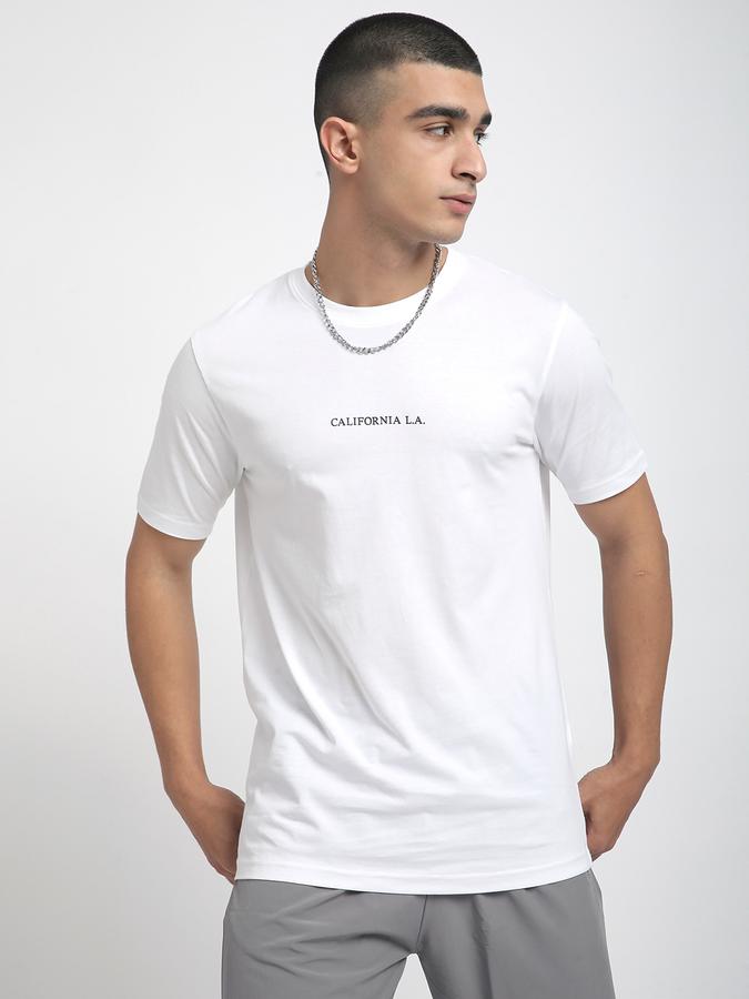Men Cotton Regular Fit Crew Neck Typographic T-shirt