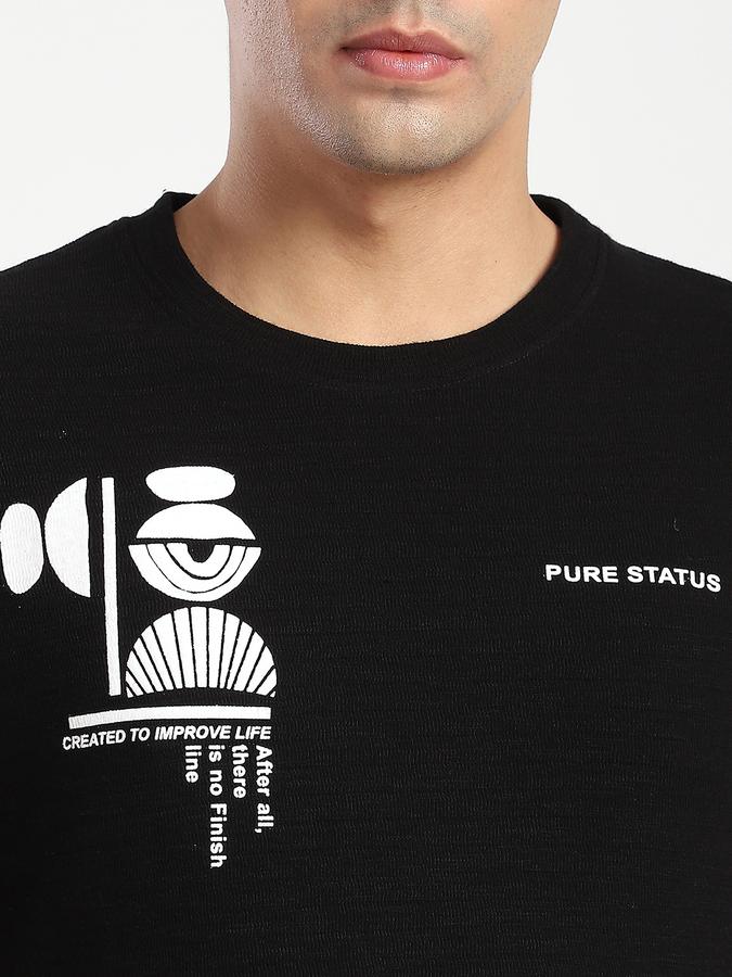 Men Cotton Blend Regular Fit Crew Neck Graphic T-shirt