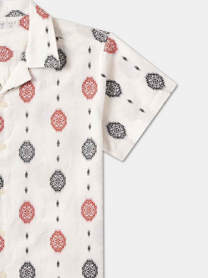 Boys Micro Print Relaxed Fit Shirt image number 2