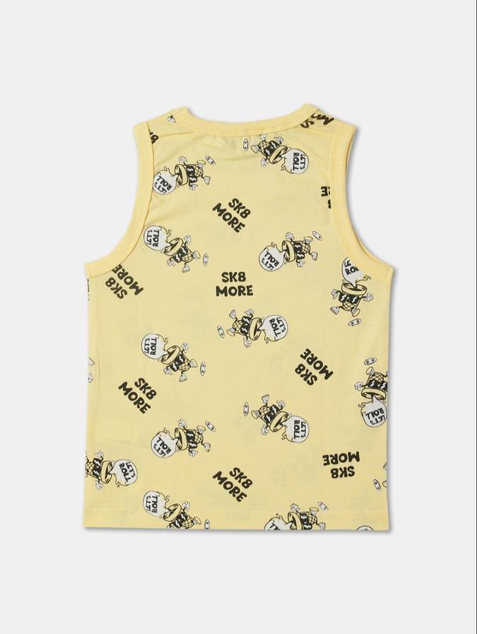 R&B Yellow Cotton Round Neck Printed Boy T-Shirt