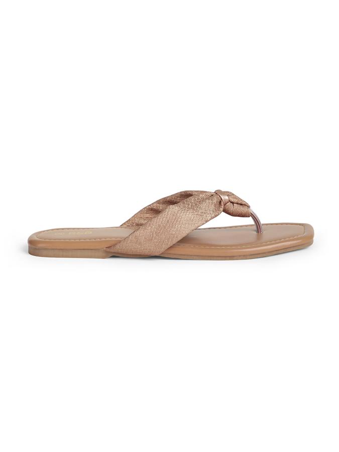 R&B Beige Women PU Solid Flat Sandals 