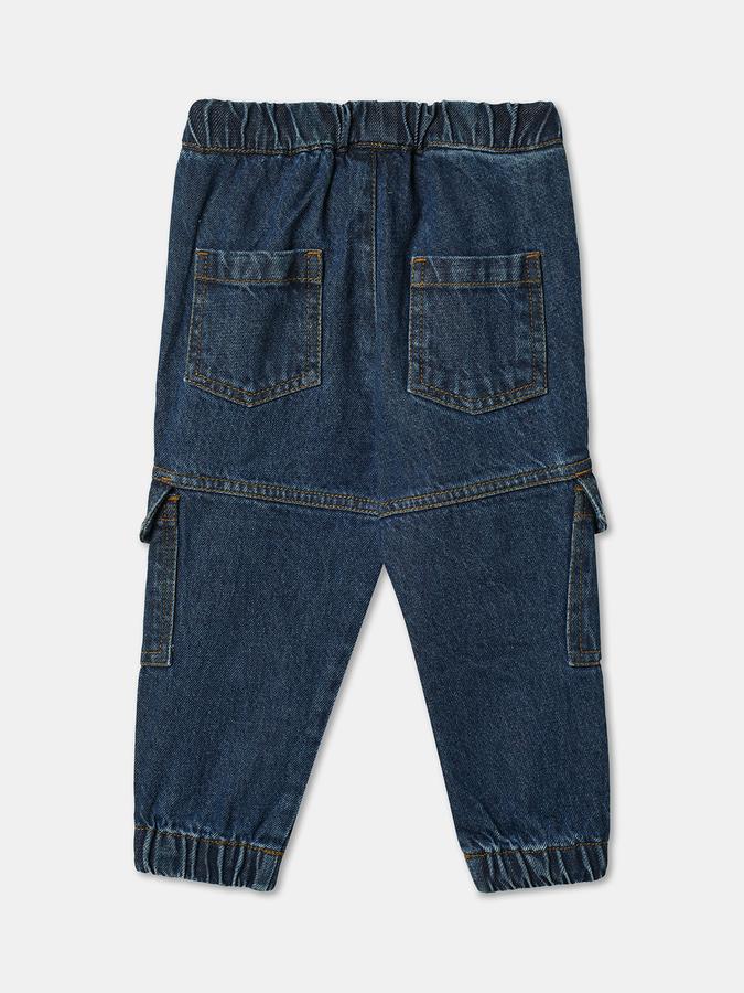 Boys Cotton Regular Fit Elastic Waist Whiskered Jeans