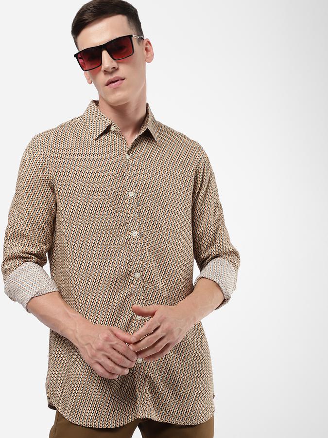 R&B Beige Men Casual Shirts