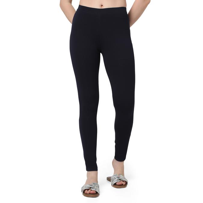 R&B Women Navy Blue Solid Leggings