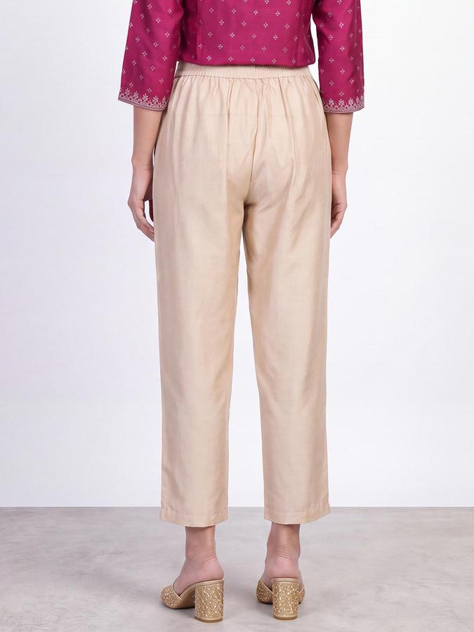 R&B Women Beige Solid Narrow Ethnic Pant