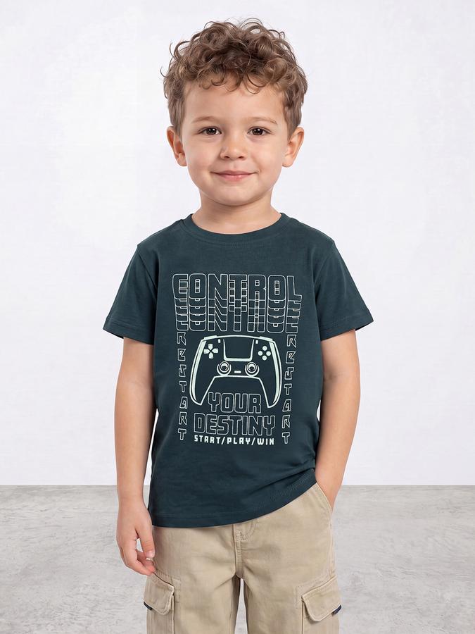 R&B Boys Teal Bold Graphic Print Short Sleeves Tshirt