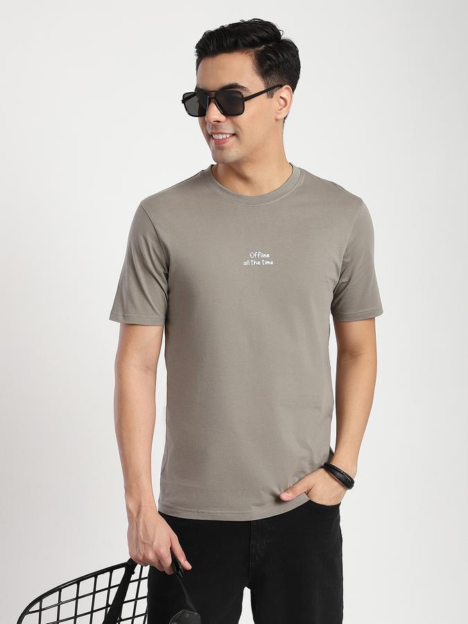 Men Cotton Regular Fit Crew Neck Typographic T-shirt
