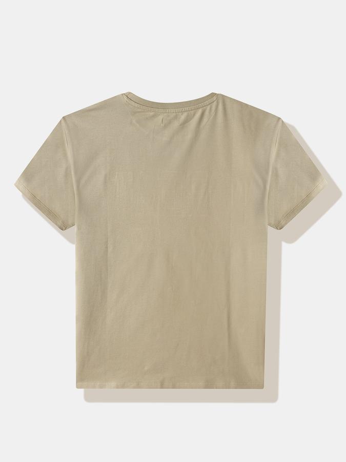 Girls Cotton Blend Regular Fit Crew Neck Short Sleeve Graphic Top