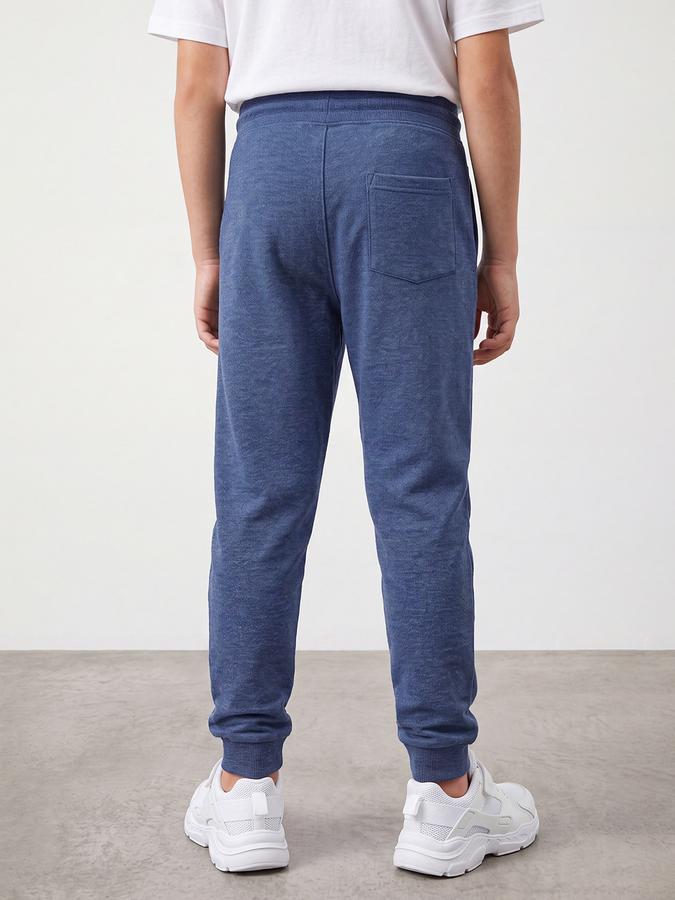 R&B Boys Blue Printed Pure Cotton Mid Rise Joggers