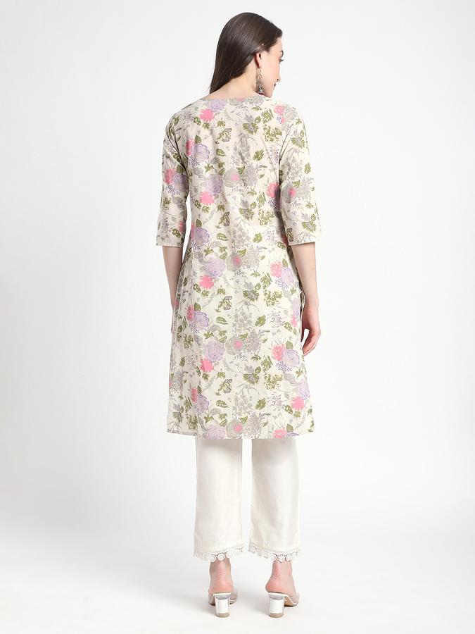Women Viscose Regular Fit Round Neck Printed Kurta
