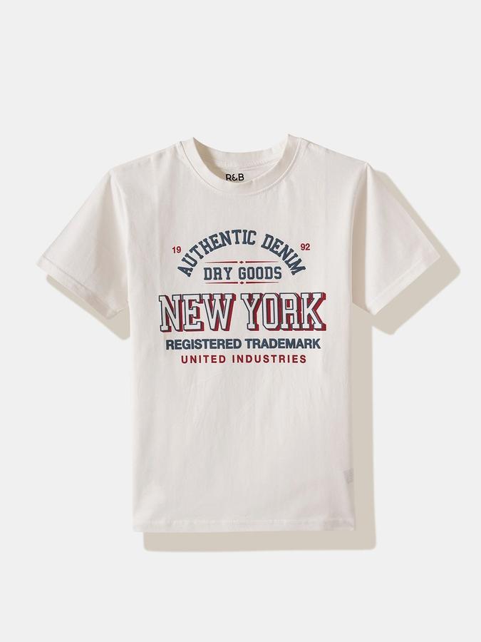 Boys Cotton Regular Fit Crew Neck Graphic T-shirt
