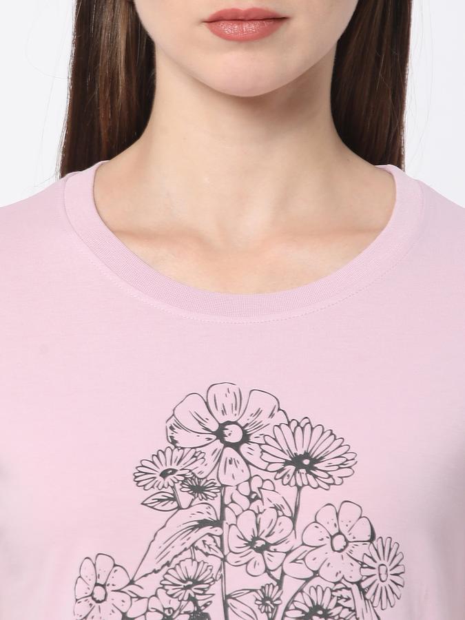 Women Cotton Relaxed Fit Crew Neck Graphic T-shirt