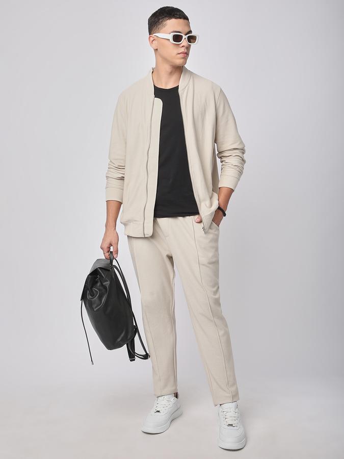 Men Cotton Blend Regular Fit Drawstring Waist Open Hem Trackpants