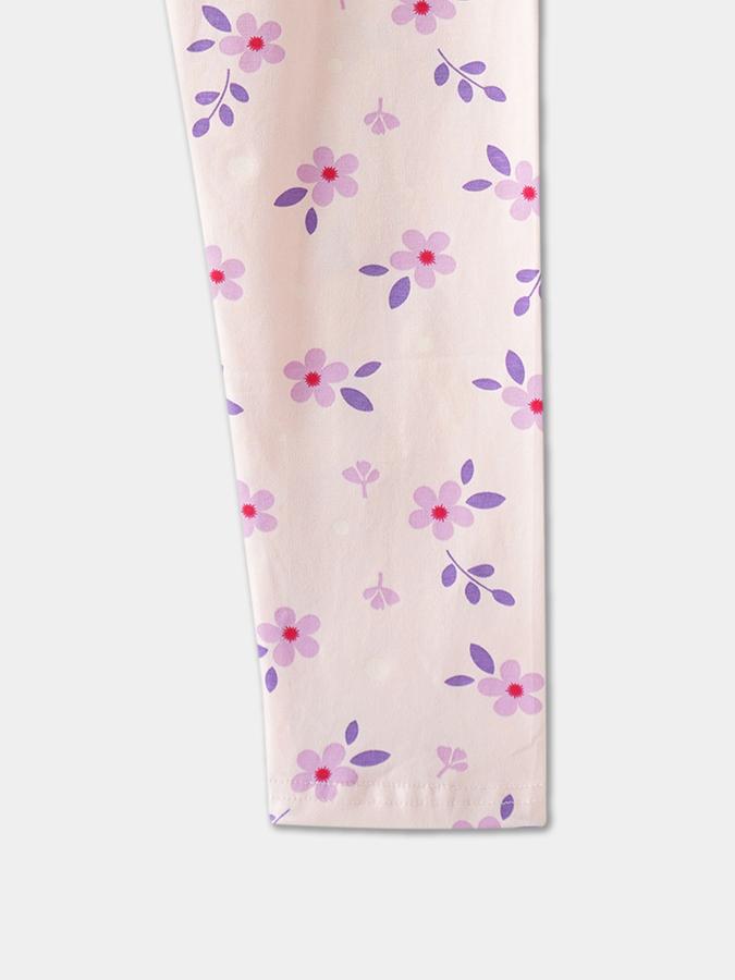 Girls Cotton Skinny Fit Elastic Waist Printed Leggings