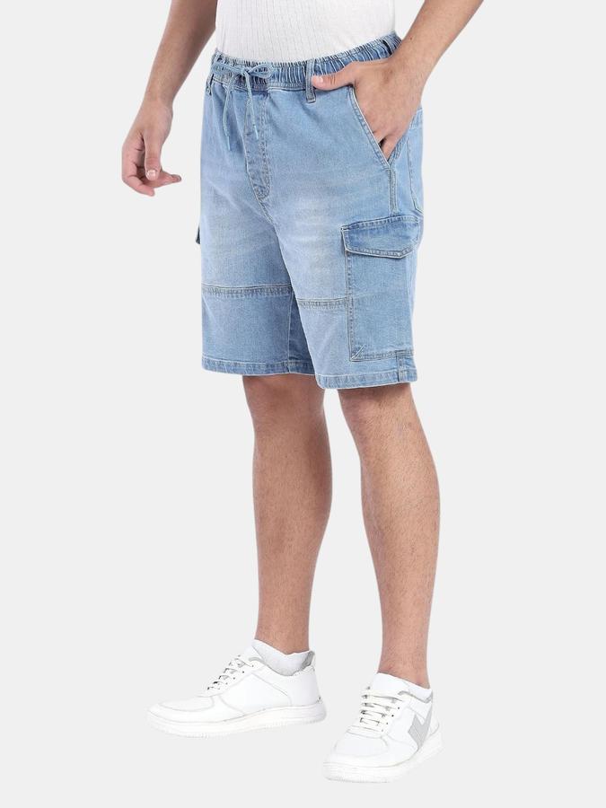 R&B Light Blue Men Above Knee Denim Shorts