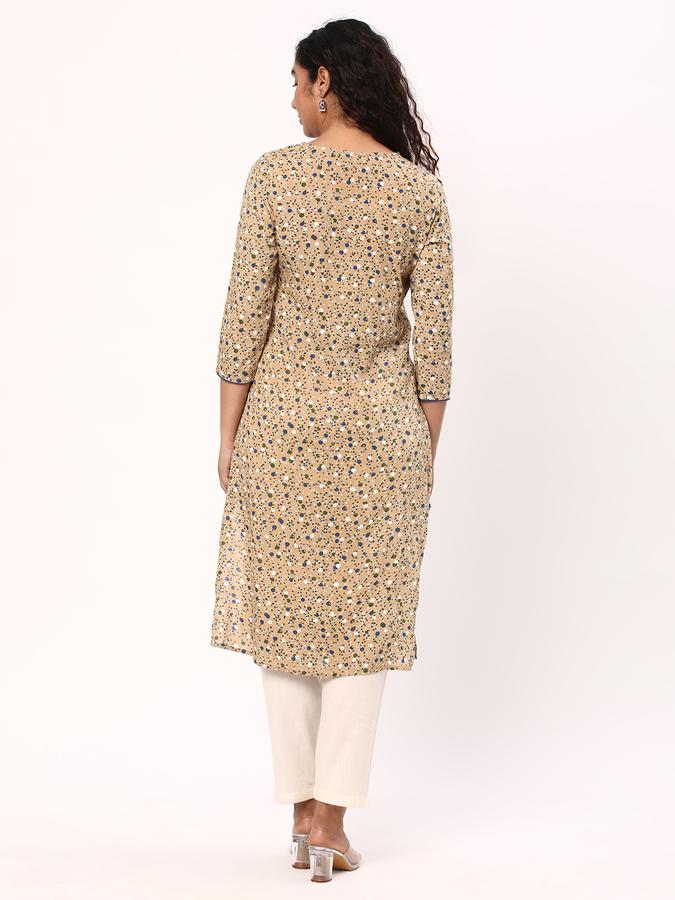 R&B Women's Printed Regular Straight Kurta 3-Q Sleeves image number 2