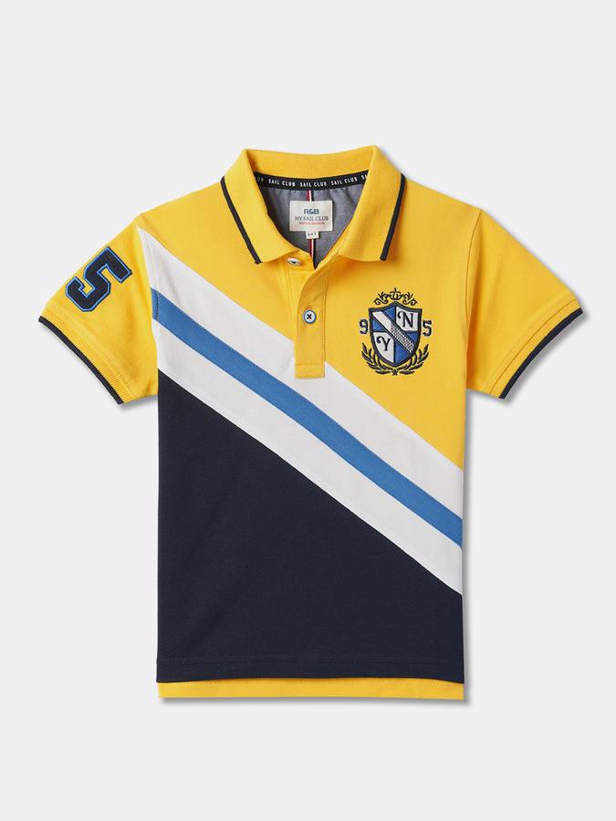 Boys Colourblock Relaxed Fit Polo T-Shirt data-index=