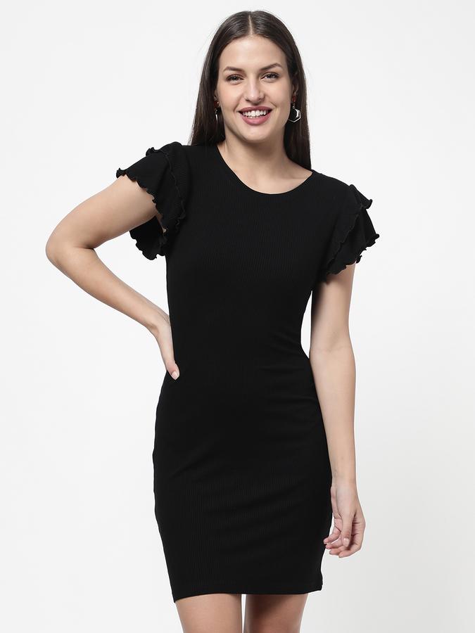 R&B Women's Ruffled Sleeves Rib Dress image number 0