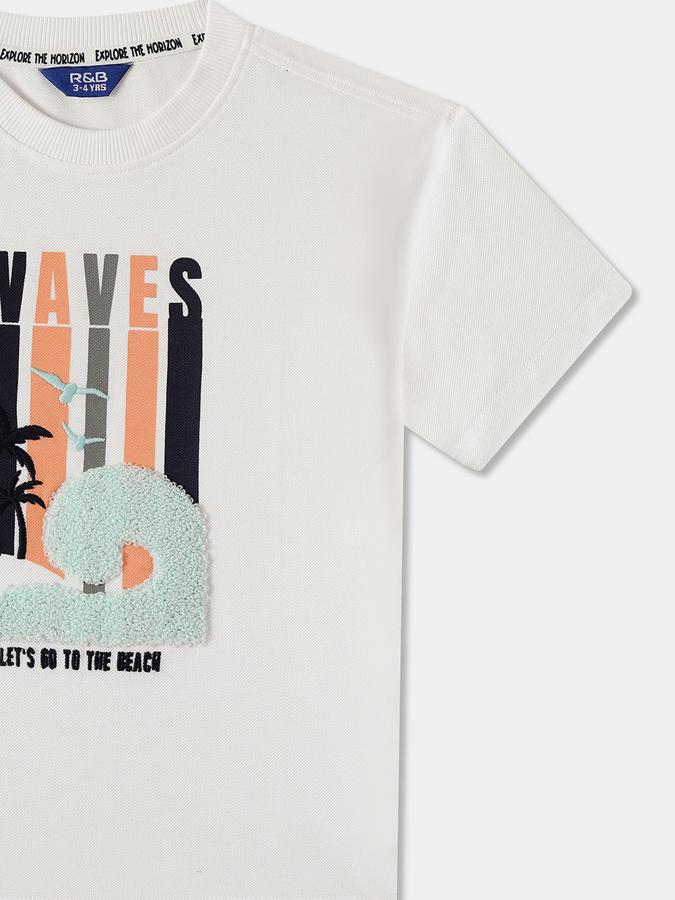R&B Boys' White Embellished T-Shirt
